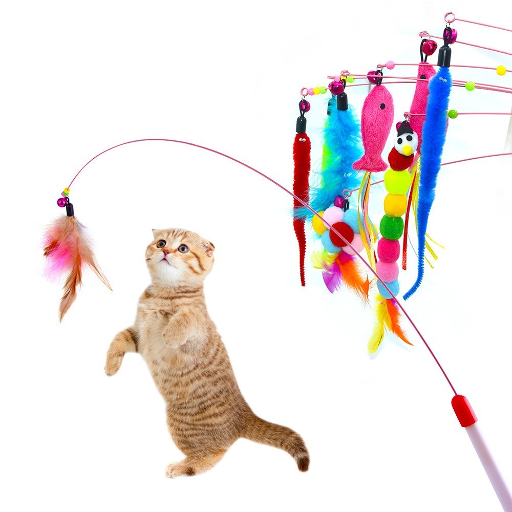 Teasing Cat Stick Pet Supplies Toys Feather Bells Wire Toys - Image 6