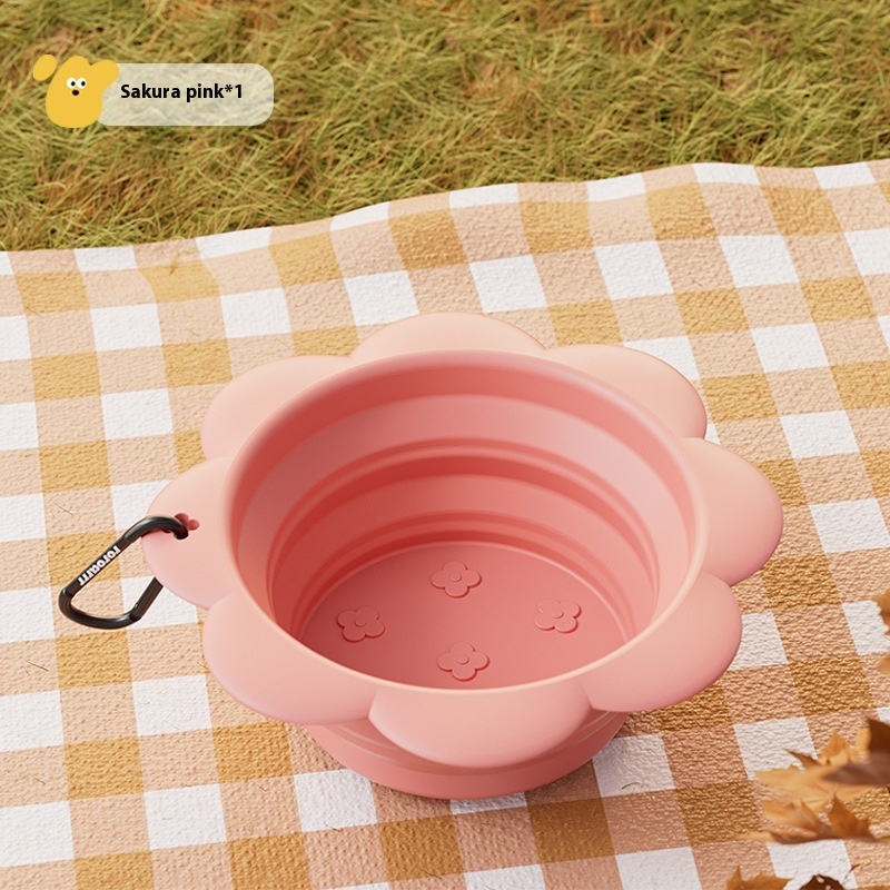Pet Flower Folding Bowl Silicone Outdoor Portable Drinking Bowl - Image 2