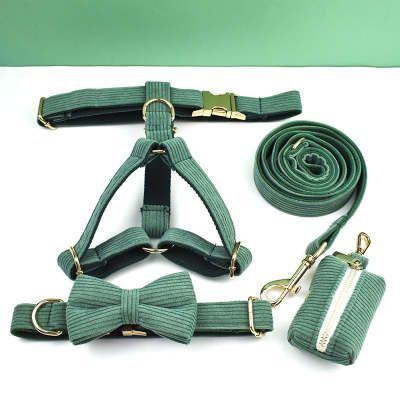 Green Velvet Dog Collar Dog Leash Pet Collar - Image 10