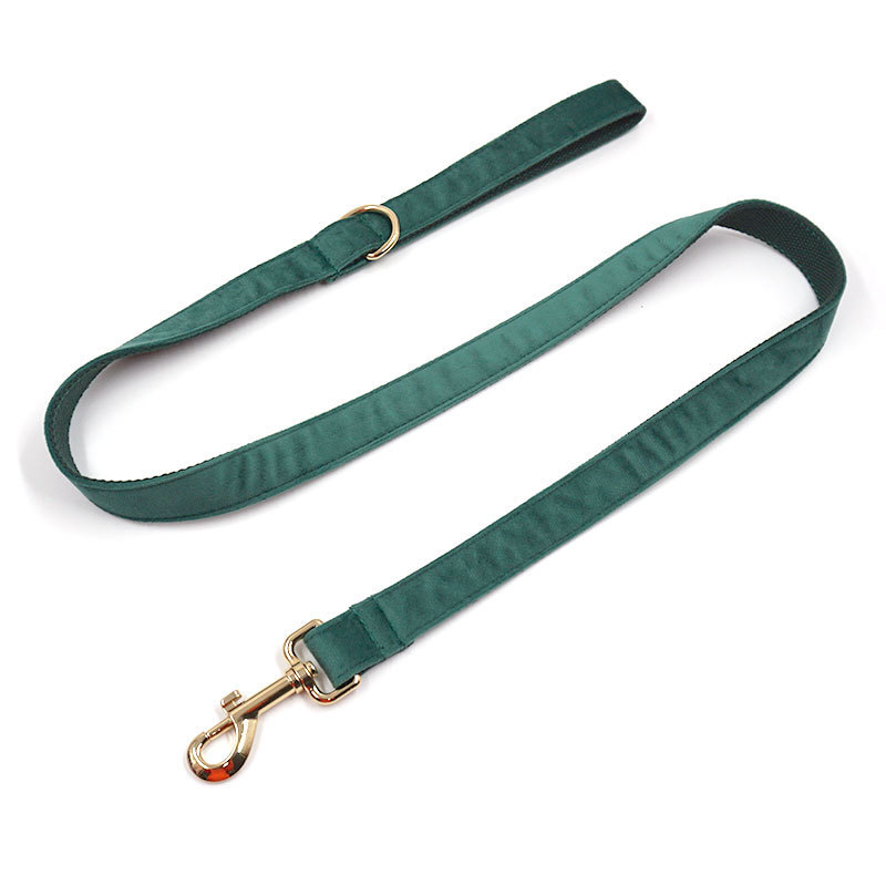 Green Velvet Dog Collar Dog Leash Pet Collar - Image 4