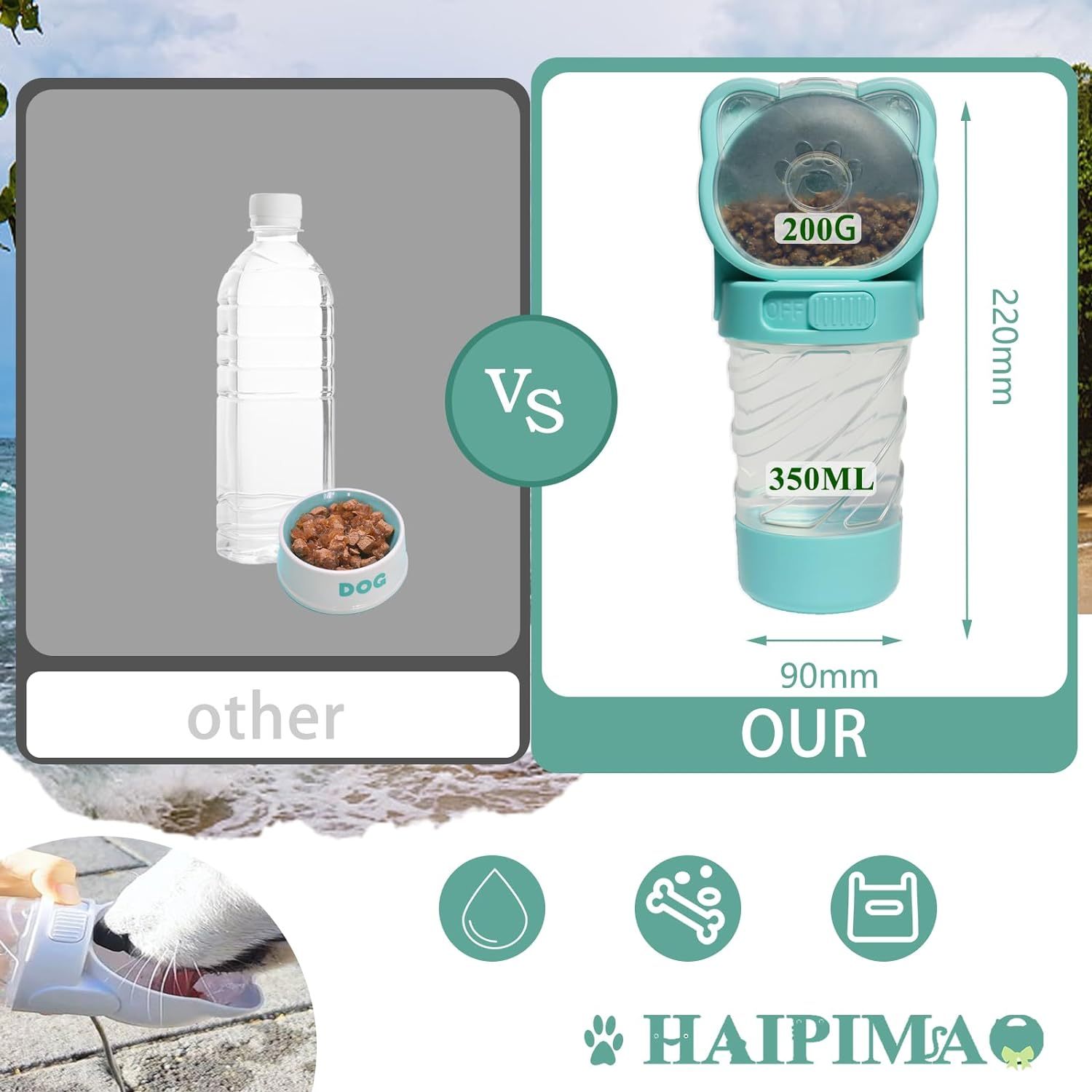 3 In 1 Pet Water Bottle Outdoor Portable Dog Water Bottle With Food Container Garbage Bags Dispenser For Cat Puppy Pets Stuff Accessories For Walking Hiking Travel - Image 4